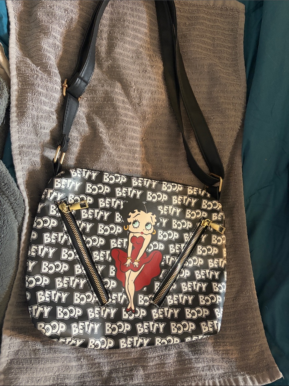 Betty Boop Black and Red Logo Shoulder Bag